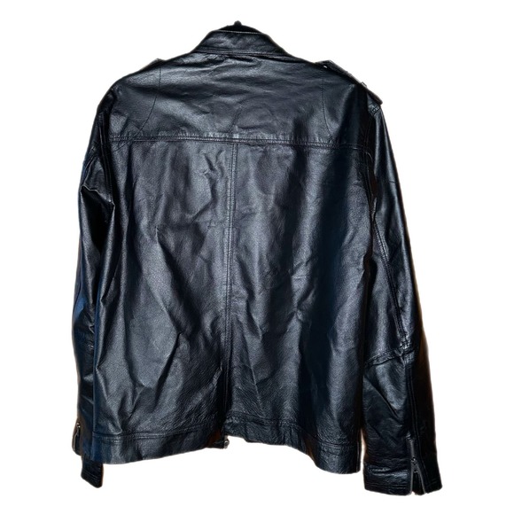 Castro Genuine Leather Jacket Moto Leather Jacket Zip Banded Collar - Picture 3 of 10